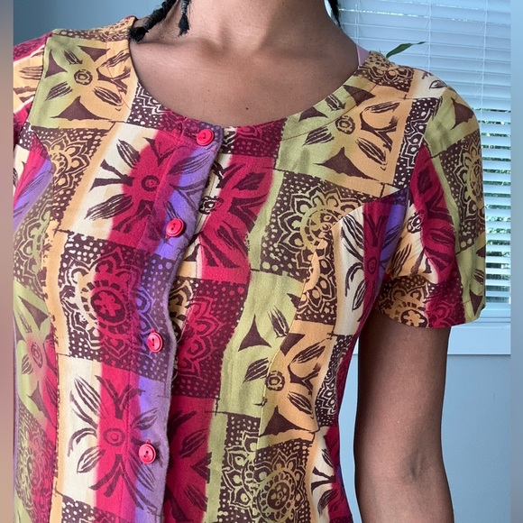 Vintage floral patterned button front maxi dress - Picture 4 of 5